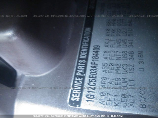 1G1ZC5E03AF184409 - 2010 CHEVROLET MALIBU 1LT 青色 照片 9