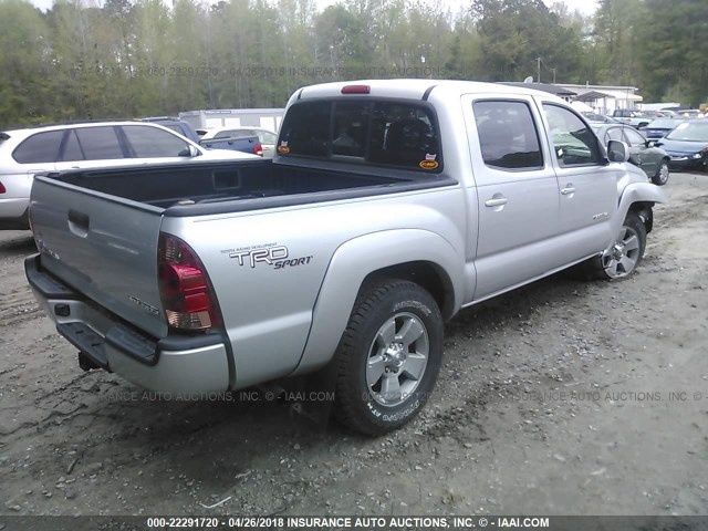 5TELU42N27Z466900 - 2007 TOYOTA TACOMA DOUBLE CAB ვერცხლისფერი ფოტო 4