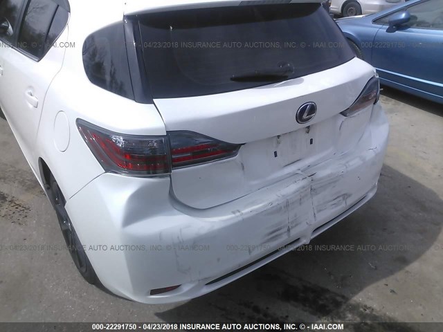 JTHKD5BH0C2109871 - 2012 LEXUS CT 200 WHITE photo 6