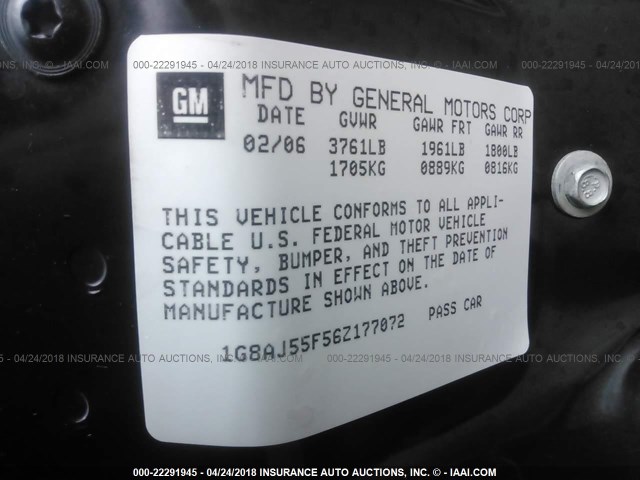 1G8AJ55F56Z177072 - 2006 SATURN ION LEVEL 2 Gümüş foto 9