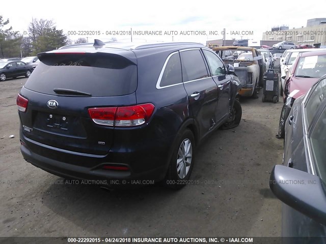 5XYPG4A30HG330365 - 2017 KIA SORENTO LX/L BLUE photo 4