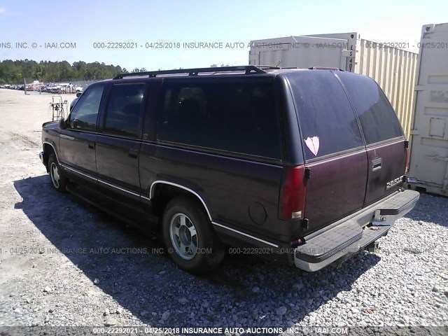 3GNEC16R1XG210418 - 1999 CHEVROLET SUBURBAN C1500 BURGUNDY photo 3