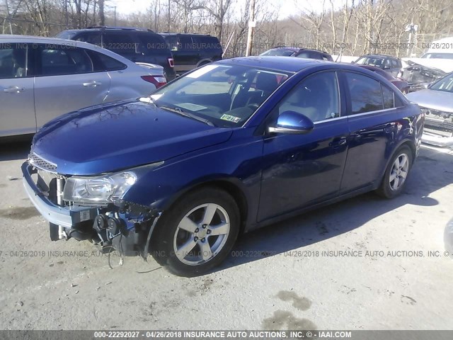 1G1PF5SC3C7371692 - 2012 CHEVROLET CRUZE LT BLUE photo 2