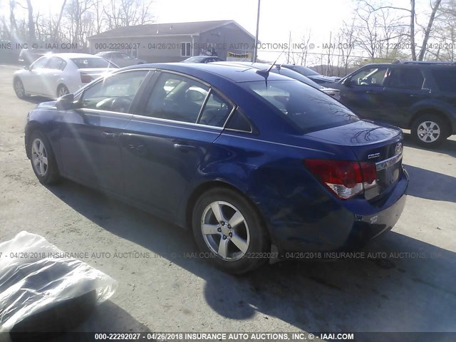 1G1PF5SC3C7371692 - 2012 CHEVROLET CRUZE LT BLUE photo 3