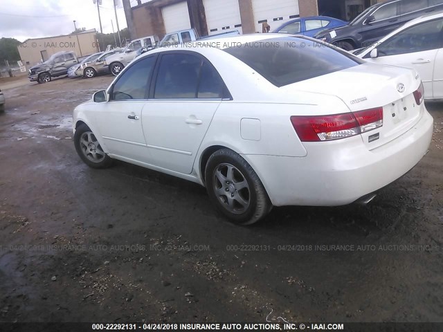 5NPEU46F76H129474 - 2006 HYUNDAI SONATA GLS/LX WHITE photo 3