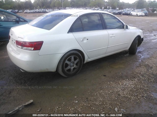 5NPEU46F76H129474 - 2006 HYUNDAI SONATA GLS/LX WHITE photo 4