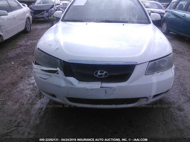 5NPEU46F76H129474 - 2006 HYUNDAI SONATA GLS/LX WHITE photo 6