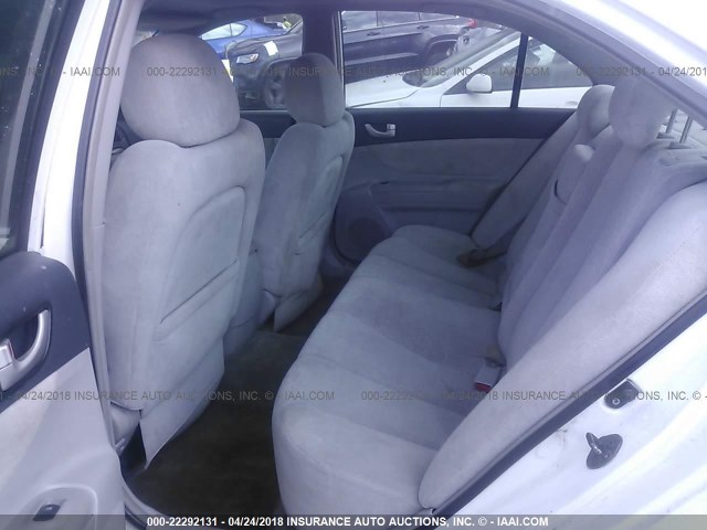 5NPEU46F76H129474 - 2006 HYUNDAI SONATA GLS/LX WHITE photo 8