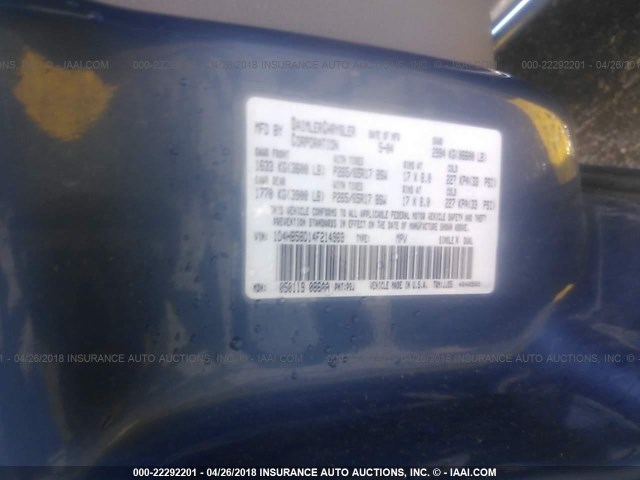 1D4HB58D14F214969 - 2004 DODGE DURANGO LIMITED Light Blue photo 9