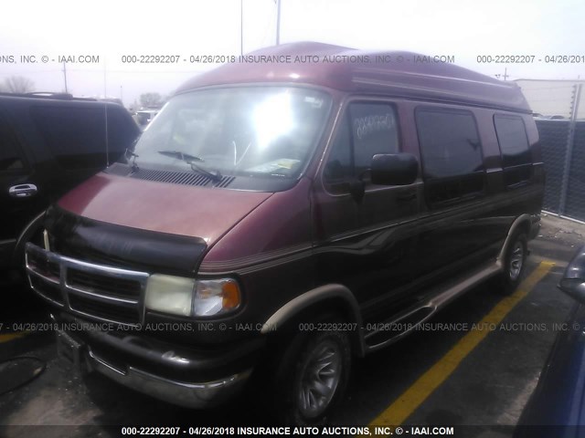 2B6HB21Y5VK566453 - 1997 DODGE RAM VAN B2500 MAROON photo 2