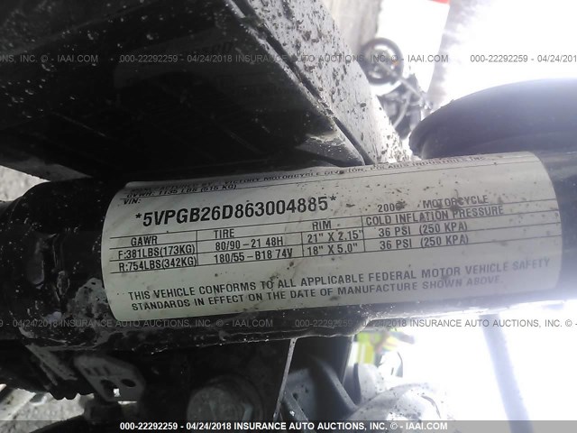 5VPGB26D863004885 - 2006 VICTORY MOTORCYCLES VEGAS BLACK photo 10