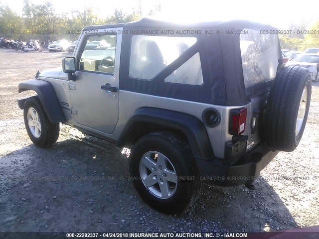 1C4AJWAG1EL127829 - 2014 JEEP WRANGLER SPORT GRAY photo 3