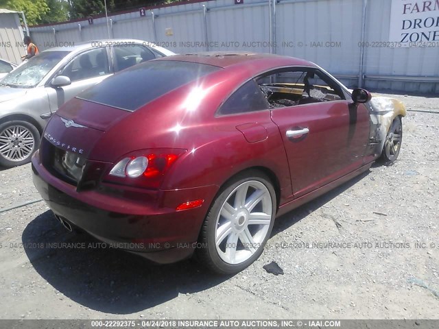 1C3AN69L74X004313 - 2004 CHRYSLER CROSSFIRE LIMITED RED photo 4