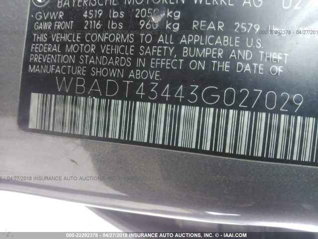 WBADT43443G027029 - 2003 BMW 525 I AUTOMATIC SILVER photo 9