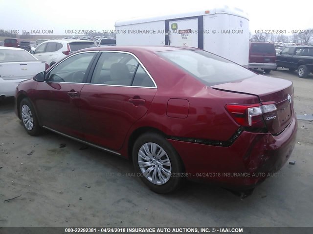 4T4BF1FK8DR319653 - 2013 TOYOTA CAMRY L/SE/LE/XLE RED photo 3