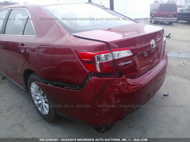 4T4BF1FK8DR319653 - 2013 TOYOTA CAMRY L/SE/LE/XLE RED photo 6