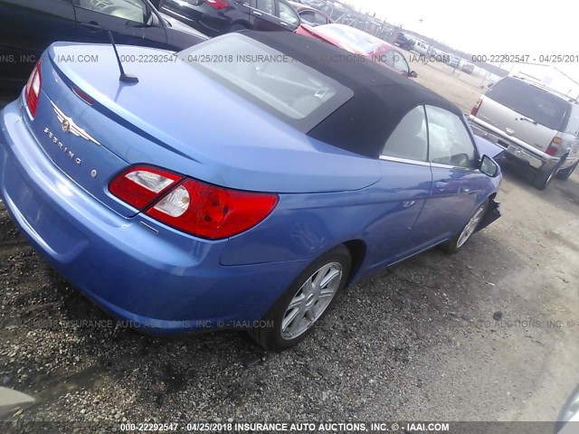 1C3LC55R48N129077 - 2008 CHRYSLER SEBRING TOURING BLUE photo 4