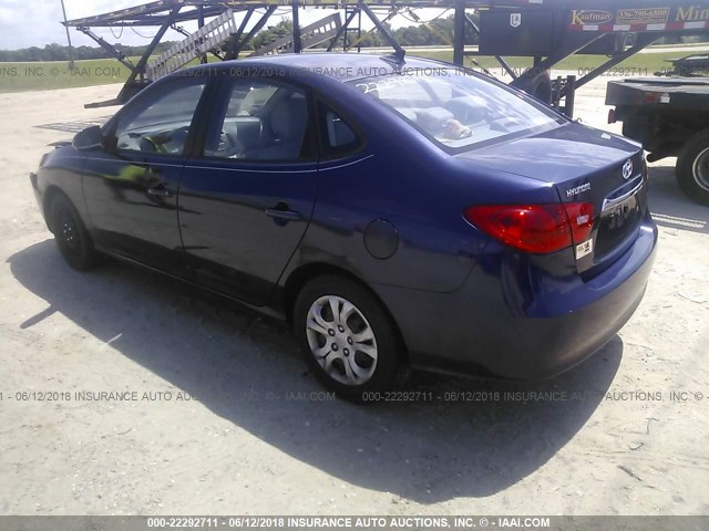 KMHDU4AD6AU990687 - 2010 HYUNDAI ELANTRA BLUE/GLS/SE GRAY photo 3