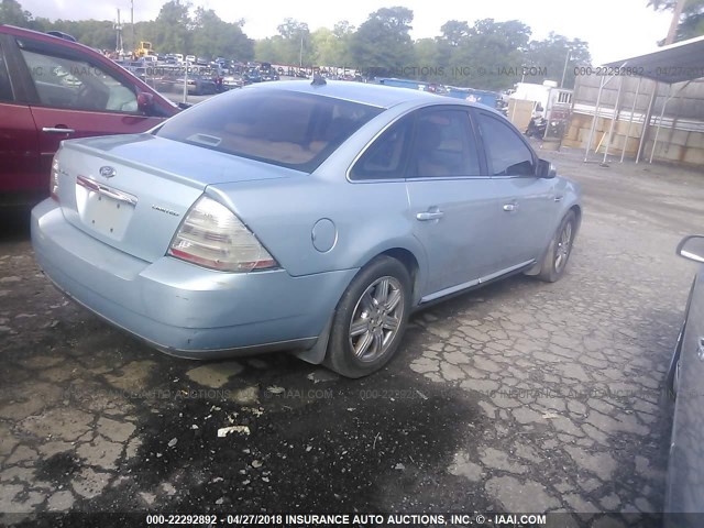 1FAHP25W18G168763 - 2008 FORD TAURUS LIMITED Light Blue photo 4