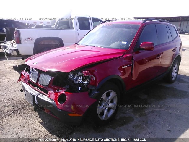 WBXPC93467WF17339 - 2007 BMW X3 3.0SI RED photo 2