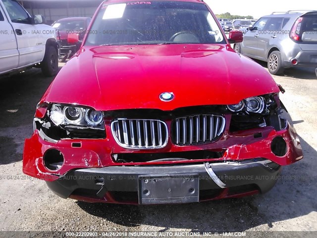 WBXPC93467WF17339 - 2007 BMW X3 3.0SI RED photo 6