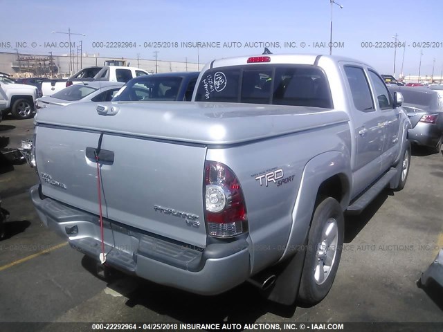 3TMJU4GN3CM132561 - 2012 TOYOTA TACOMA DOUBLE CAB PRERUNNER SILVER photo 4