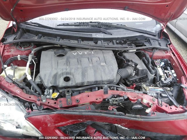 1NXBU4EE4AZ369507 - 2010 TOYOTA COROLLA S/LE/XLE RED photo 10