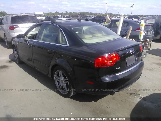 WAUAF78E28A044435 - 2008 AUDI A4 2.0T BLACK photo 3