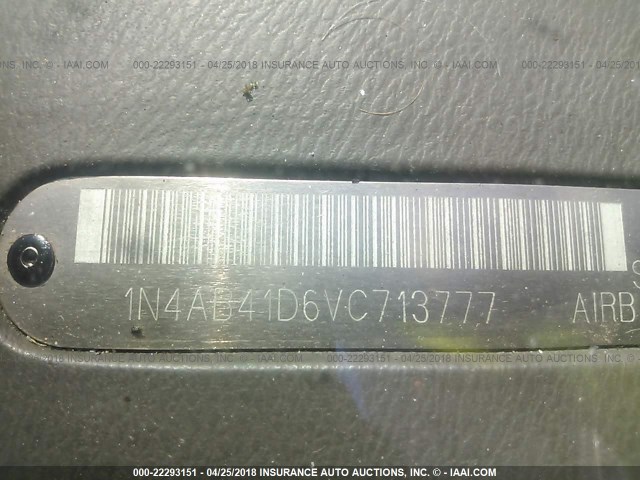 1N4AB41D6VC713777 - 1997 NISSAN SENTRA XE/GXE/GLE/BASE SILVER photo 9