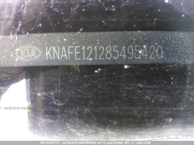 KNAFE121285495420 - 2008 KIA SPECTRA EX/LX/SX Light Blue photo 9
