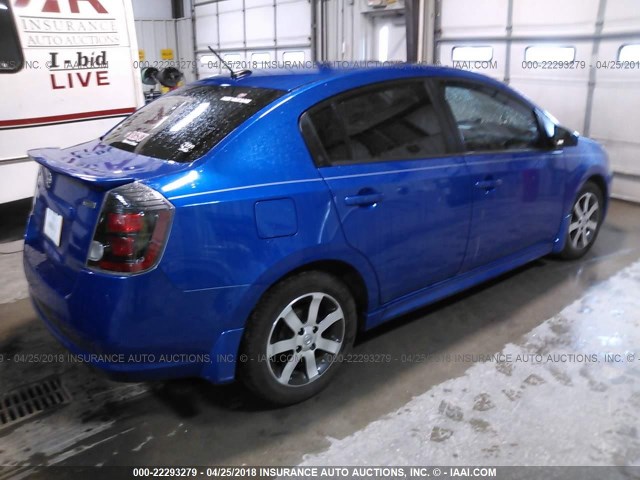 3N1AB6AP8CL745635 - 2012 NISSAN SENTRA 2.0/2.0S/SR/2.0SL BLUE photo 4