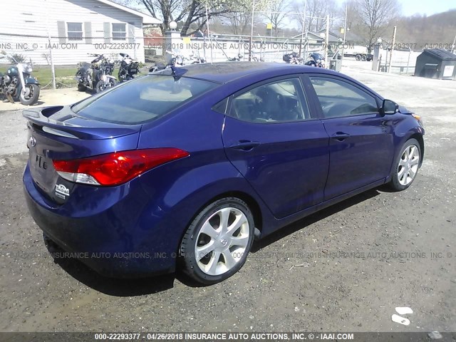 5NPDH4AEXDH329776 - 2013 HYUNDAI ELANTRA GLS/LIMITED BLUE photo 4