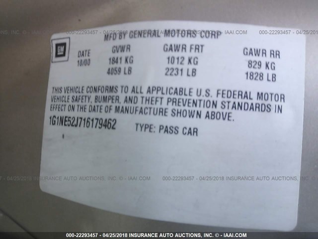 1G1NE52J716179462 - 2001 CHEVROLET MALIBU LS 金色 照片 9