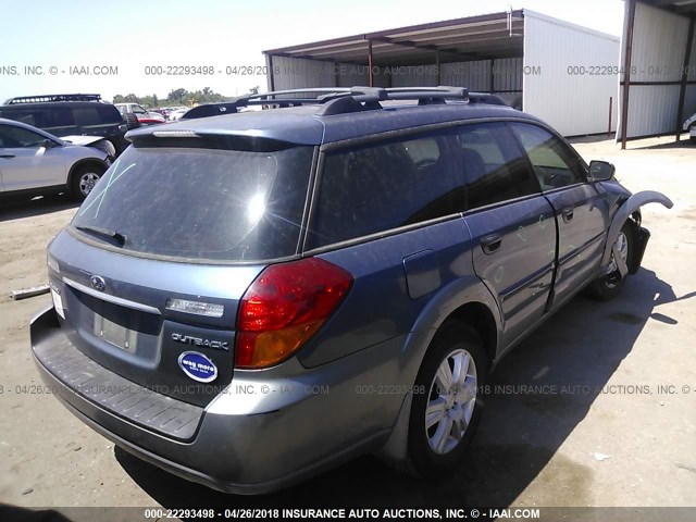 4S4BP61C757324055 - 2005 SUBARU LEGACY OUTBACK 2.5I BLUE photo 4