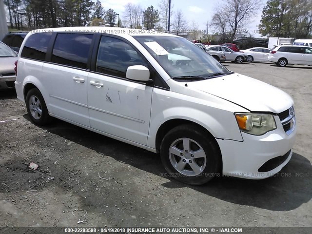 2C4RDGCG2CR204628 - 2012 DODGE GRAND CARAVAN SXT WHITE photo 1