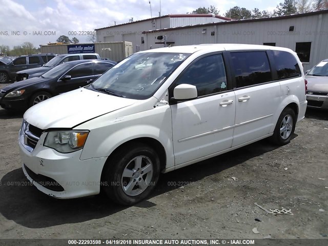 2C4RDGCG2CR204628 - 2012 DODGE GRAND CARAVAN SXT WHITE photo 2