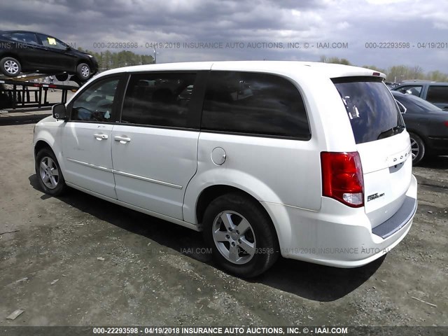 2C4RDGCG2CR204628 - 2012 DODGE GRAND CARAVAN SXT WHITE photo 3