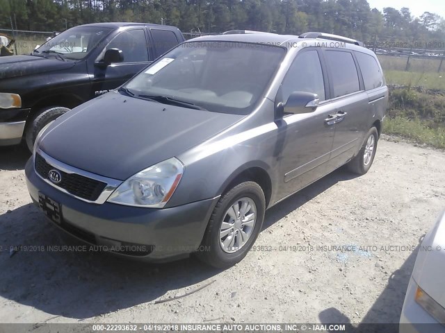 KNDMG4C75B6381762 - 2011 KIA SEDONA LX GRAY photo 2