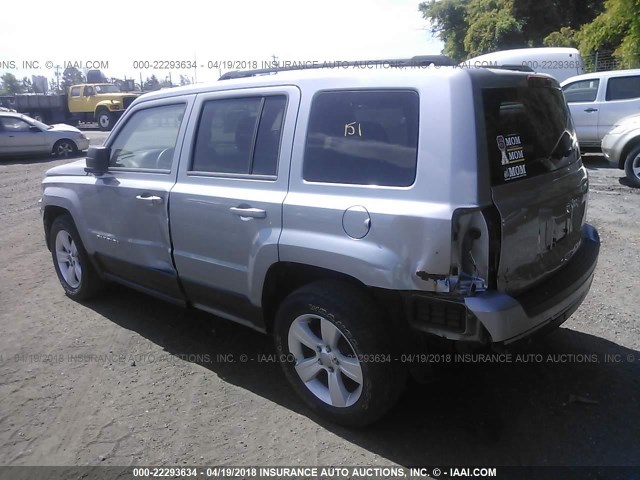 1C4NJPBB2ED752907 - 2014 JEEP PATRIOT SPORT SILVER photo 3