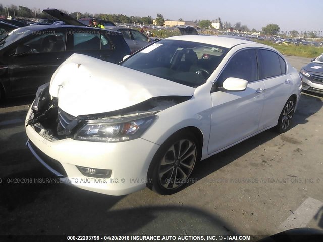 1HGCR2F53EA093293 - 2014 HONDA ACCORD SPORT WHITE photo 2