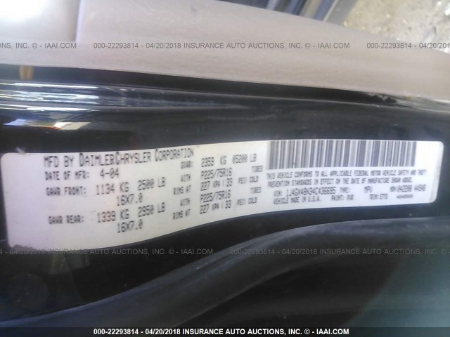 1J4GX48N34C436695 - 2004 JEEP GRAND CHEROKEE LAREDO/COLUMBIA/FREEDOM 黑色 照片 9