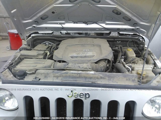1C4AJWAG6CL169927 - 2012 JEEP WRANGLER SPORT ვერცხლისფერი ფოტო 10