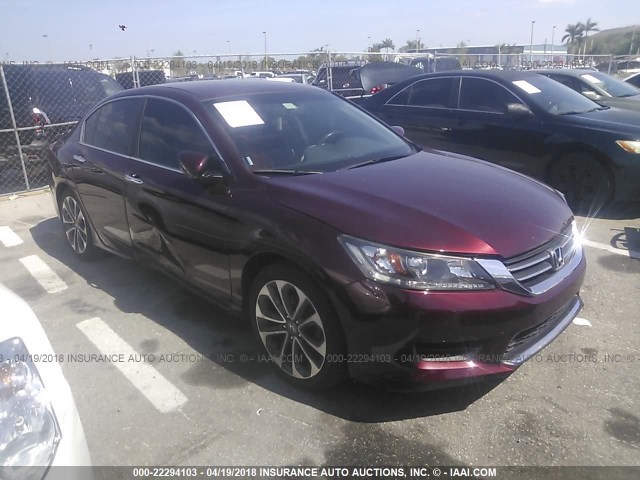 1HGCR2F5XDA210477 - 2013 HONDA ACCORD SPORT BURGUNDY photo 1