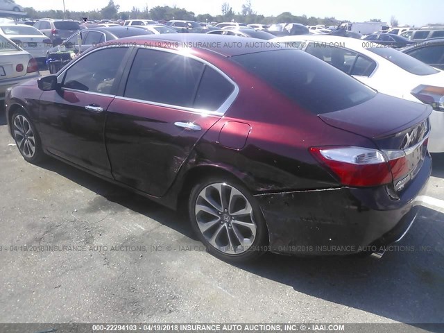 1HGCR2F5XDA210477 - 2013 HONDA ACCORD SPORT BURGUNDY photo 3