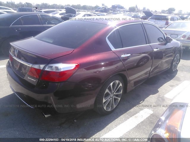 1HGCR2F5XDA210477 - 2013 HONDA ACCORD SPORT BURGUNDY photo 4