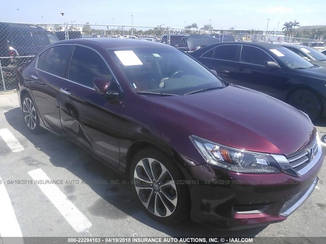 1HGCR2F5XDA210477 - 2013 HONDA ACCORD SPORT BURGUNDY photo 6