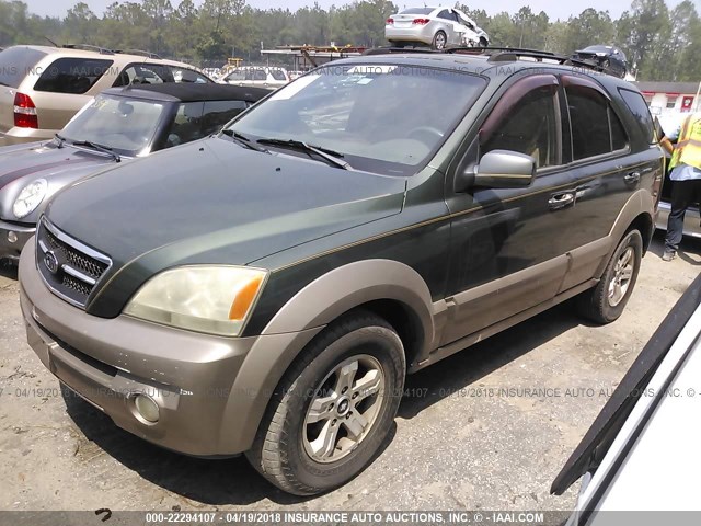 KNDJD733335042953 - 2003 KIA SORENTO EX/LX GREEN photo 2