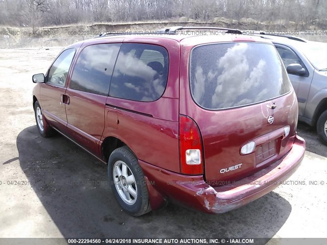 4N2ZN15T32D820888 - 2002 NISSAN QUEST GXE RED photo 3