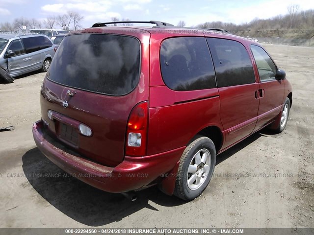 4N2ZN15T32D820888 - 2002 NISSAN QUEST GXE RED photo 4