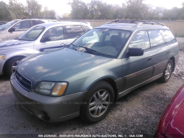 4S3BH675937636899 - 2003 SUBARU LEGACY OUTBACK AWP GREEN photo 2